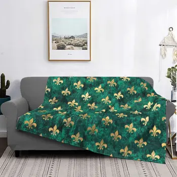 Grunge зелено кадифе Fleur de lis Mardi Gras одеяло руно пролет/есен дишаща топло хвърлят одеяло за легло спалня юрган