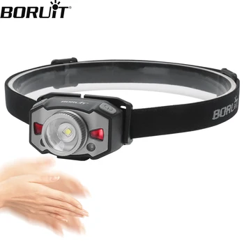 BORUiT B33 сензор за движение LED мини фар XP-G2 3030 червена светлина увеличение фар USB акумулаторна глава факел риболов фенерче