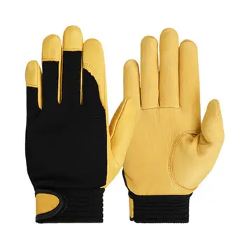 Трудови ръкавици Трайни работни ръкавици за безопасност за строители Механици Градинари Регулируема китка Дебел износоустойчив материал Faux