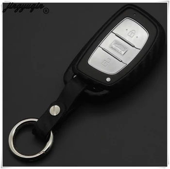 jingyuqin Carbon силиконов ключ за кола Cover Remote Fob ключодържател за Hyundai i30 IX35 Elantra Verna Tucson Holder Case Smart Key