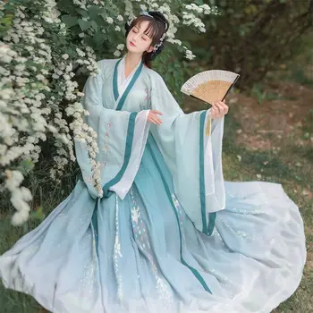 Традиционни китайски костюми за жени Ханфу фея рокля народни танци реколта бродерия принцеса облекло китайски ханфу рокля