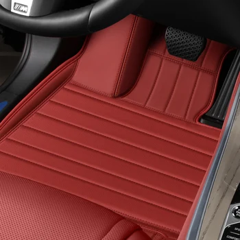 BMW X5 Custom Fit Аксесоари за кола Подова постелка Интериор изкуствена кашмир и естествена кожа за двойни слоеве за предна и задна седалка