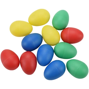 48Pcs пластмасови яйца шейкъри комплект с 4 различни цвята, перкусии музикално яйце маракас деца детски играчки