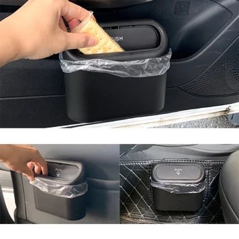 Кошче за кола с капак Висящо превозно средство Кутия за съхранение на кутии за боклук Пластмасово пресоване кошчета за боклук Авто интериорни аксесоари