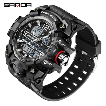SANDA Марка открит стил нови мъжки часовници 50M водоустойчив спортен военен кварцов часовник за мъжки цифров часовник