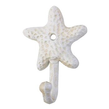 морска звезда чугун декоративни стенни куки палта престилки шапки кърпи куки плаж океан тема шик метални куки