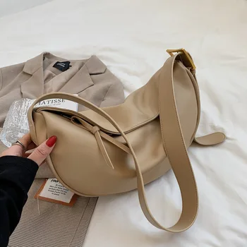2023 Нова мода реколта Crossbody чанта Ларг капацитет случайни жени рамо чанта корейски стил Hobos чанта женски Pu кожа чанта