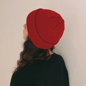 Есен Зима Плетене шапки за жени Двойки пъпеш кожата топли шапки шапки Защита на ушите Дамски вълнени шапки