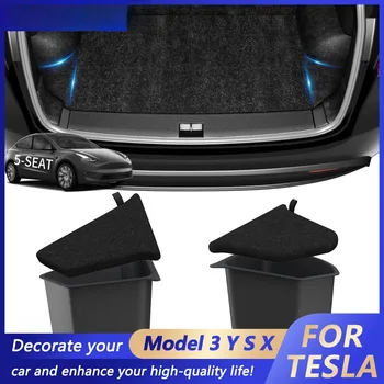 За 2022-23 Tesla Модел Y Кошчета за съхранение на багажника Заден организатор на багажника Странични кутии за съхранение с капаци ABS водоустойчив протектор без мирис
