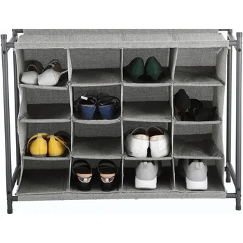 Shoerack 4-Tier Collection 16 чифта обувки организатор обувки съхранение сив безплатна доставка облекло гардероб начало организация градина