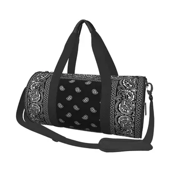 Бандана фитнес чанта Черен хип-хоп багаж спортни чанти двойка потребителски голям капацитет сладък фитнес чанта преносими чанти