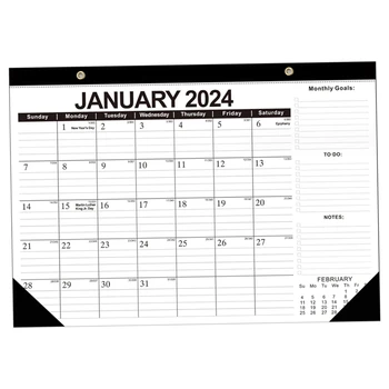 17 x 12 инча от януари 2024 г. - юни 2025 г. Месечен плановик 2024 г. Календар 2024-2025 18 месечен стенен календар