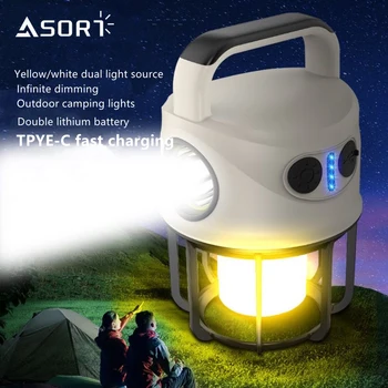 Преносим къмпинг фенер USB акумулаторна палатка светлини външна атмосфера лампа водоустойчив нощен авариен LED прожектор
