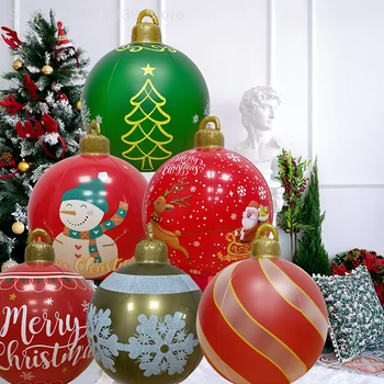 60cm вътрешен открит Коледа надуваеми украсени топка PVC гигантски големи големи топки Коледа дърво декорации играчка топка без светлина