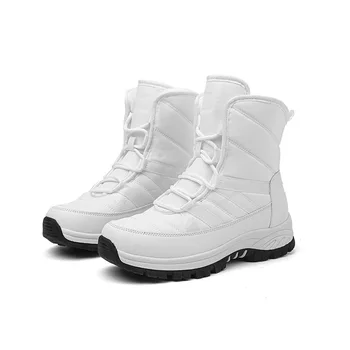 Дамски зимни ботуши за сняг 2023 Нови топлинно удебелени памучни обувки Водоустойчиви обувки за обувки на платформа в средата на прасеца