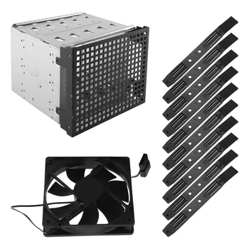 Storage Expansion Hard Drive Cage DIY Hard Drive Disk Cage Rack 5.25 инча до 5X 3.5Inch скоба с 12cm вентилатор