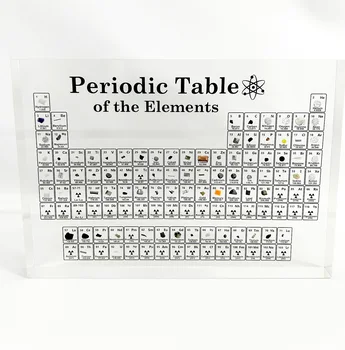 3 размер акрилна периодична таблица с реални елементи проби вътре химия акрилна периодична таблица на елементите наука подаръци