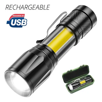 Mini Torch LED акумулаторно фенерче USB зареждане Преносимо фенерче High Power Bank Camping водоустойчив фенер за дълги разстояния
