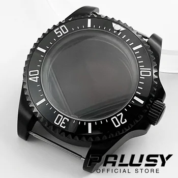 44mm Black SEA Homage Big Sapphire Crystal Watch Case Черна керамична рамка Fit NH35 NH36 4R35 4R36 NH34 NH38 NH39 NH70 движение