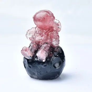 Натурална ягода чакъл чакра лунен астронавт фигурка оргонит силиконова плесен смола декор занаят Начало декор колекция подарък