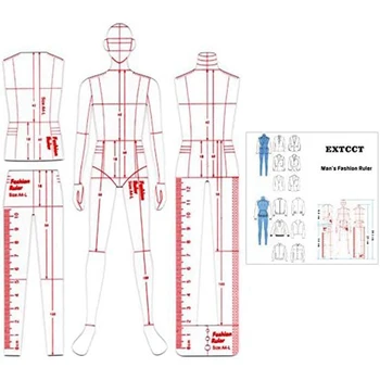 Мъжка модна илюстрация Владетел Шаблон за рисуване Акрил за шиене Хуманоиден модел дизайн, измерване на облекло