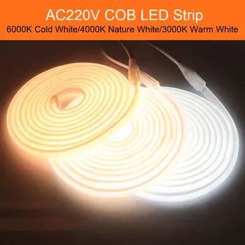 220V COB LED лента светлина ЕС щепсел висока яркост Led светлина гъвкава лента LED лента за спалня хол осветление декорация
