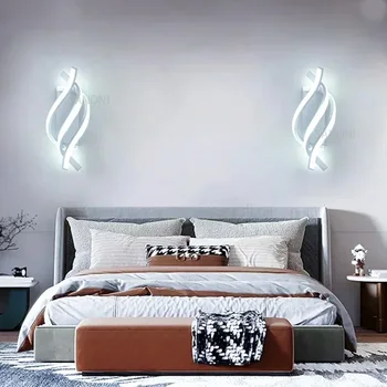 Модерна LED стена светлина извита дизайн спирала стена лампа за хол спалня нощно легло пътека дома декор sconce осветителни тела