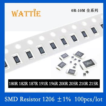  SMD резистор 1206 1% 180R 182R 187R 191R 196R 200R 205R 210R 215R 100PCS / партида чип резистори 1 / 4W 3.2mm * 1.6mm