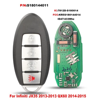 jingyuqin S180144011 KR5S180144014 Дистанционно ключ за кола за Infiniti JX35 2013-2013 QX60 2014-2015 433Mhz ID47 Интелигентен ключ 4Buttons