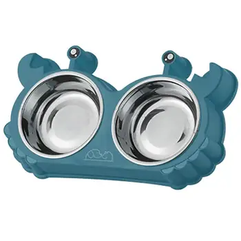 Crab Shape Non-slip Double Cat Bowl Pet Water Food Feed Dog Bowls Pet Bowl With Inclination Stand Cats Feeder Feeding Bowl