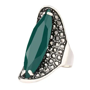 2021 Реколта овално зелено имитира изумрудено емайл пръстени за жени подарък Jz236 Средновековни бижута Anel Masculino