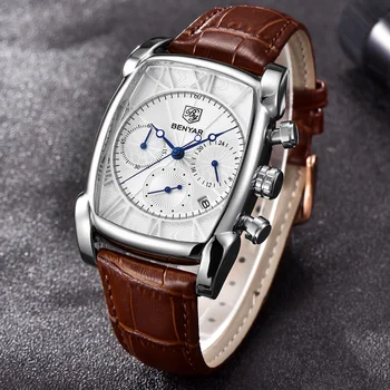 BENYAR часовници мъже луксозна марка кварц мъжки Wist часовници военна кожена каишка случайни квадратни часовник водоустойчив Reloj De Hombre
