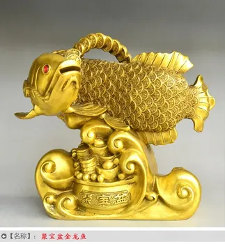 2022 Фирма МАГАЗИН Ефикасен талисман Набиране на пари късмет Arowana злато дракон риба мед FENG SHUI декорация статуя