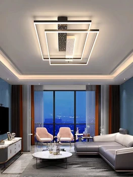 Модерен LED таван, вътрешно осветление, черно кръгло и квадратно, осветление на тавана на хола и спалнята Nordic 2023 ново жилище ro