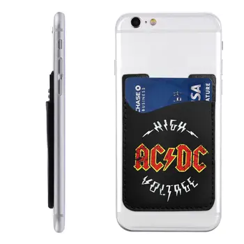 AC DC лого телефон портфейл случай PU кожа хеви метъл банда музика лепило стик на притежателя на кредитна карта за гърба на телефона