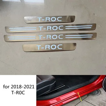 Аксесоари за кола за Volkswagen T-roc 2018-2021 Врата перваза педал изтъркване плоча от неръждаема стомана охрана протектор кола стикер