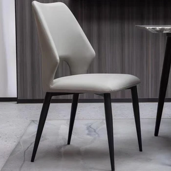 Модерен минималистичен стол за хранене Кожа Nordic ресторант Луксозна спалня Стол за хранене Домашен дизайн Fancy Eetstoelen Мебели за дома