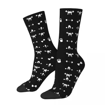 Power Lifter Pattern Socks Harajuku Висококачествени чорапи Всички сезонни дълги чорапи Аксесоари за подарък за рождения ден на мъжката жена