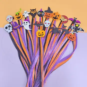 Anxin Child Cute Hair Accessories Halloween Ghost Spider Bats Cartoon Hair Clips Girls Baby Festival Wigs Bowknot Hairpins Sets