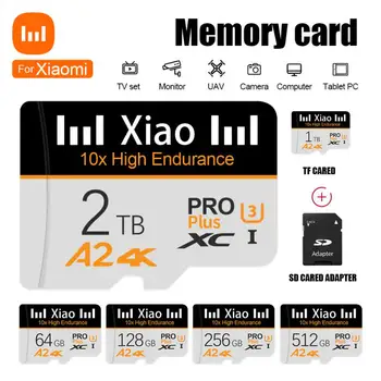За Xiaomi 2TB / 1TB карта с памет Високоскоростна V30 Micro TF SD карта 512 / 256 / 128 / 64GB U3 TF флаш карта Class10 SD карта с адаптер