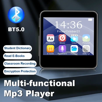 Мини MP3 плейър Bluetooth 5.0 Цял екран Walkman Портативен спортен музикален плейър Mp4 видео плейър FM / E-книга / рекордер Mp3 плееры