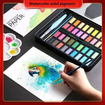 24/36/48Colors Solid Watercolor Pigments Paint Set 예술용품 Acuarelas Student Art Supplies With Water Brush Pen Kit for Artists