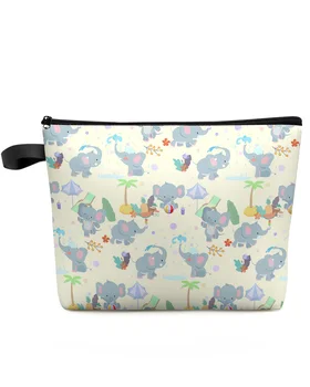 Cartoon Animal Elephant Summer Beach Makeup Bag Travel Essentials Women Cosmetic Bags Toilet Organizer Storage Pencil Case