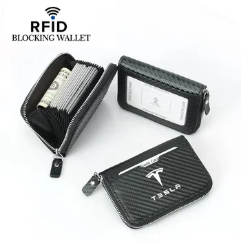 За TESLA въглеродни влакна лична карта притежател на кредитна карта карта чанта RFID антимагнитен многофункционален мулти-карта чанта