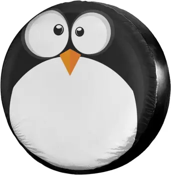 Смешни Сладък сладък пингвин лице резервна гума капак универсален устойчив на атмосферни влияния прахоустойчив капак на гуми за ремаркета RV Кемпери SUV къмпинг