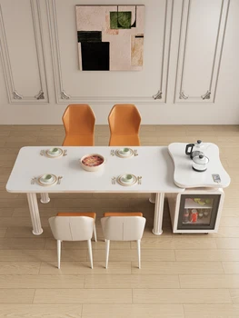 Cream Wind Island Table Rock Plate Отворена кухня Подвижно домакинство с хладилник