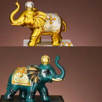 Статуя на слон Смола Статуя на слон Късметлийски слон скулптура богатство фигурка за домашен офис декорация подарък