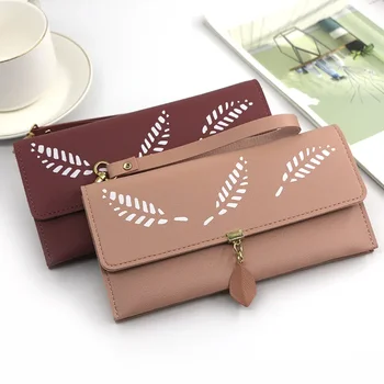 Нова модна мрежа Червен универсален плътен цвят дамски дълъг портфейл персонализирана ръчна чанта висулка мобилна карта чанта