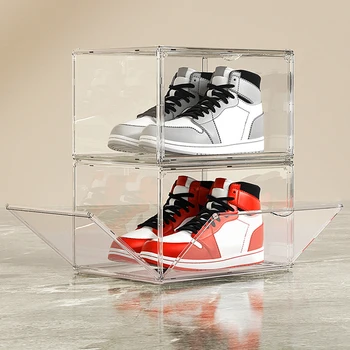 2023 Прозрачна кутия за обувки Прозрачна пластмасова кутия за обувки Магнитна абсорбционна кутия Прахоустойчива антиоксидационна кутия за съхранение Кутия за показване