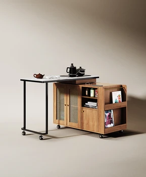 Малка единица маса за чай от масивно дърво, домакински малък шкаф за ръбове, леко луксозно офис бюро за рок борд, интегрирана маса за чай